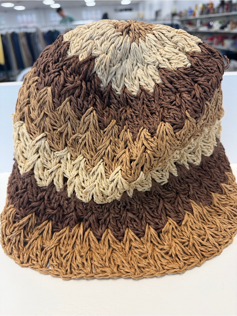 Color‎ Block Striped Straw Bucket Hat - Picture 3 of 6